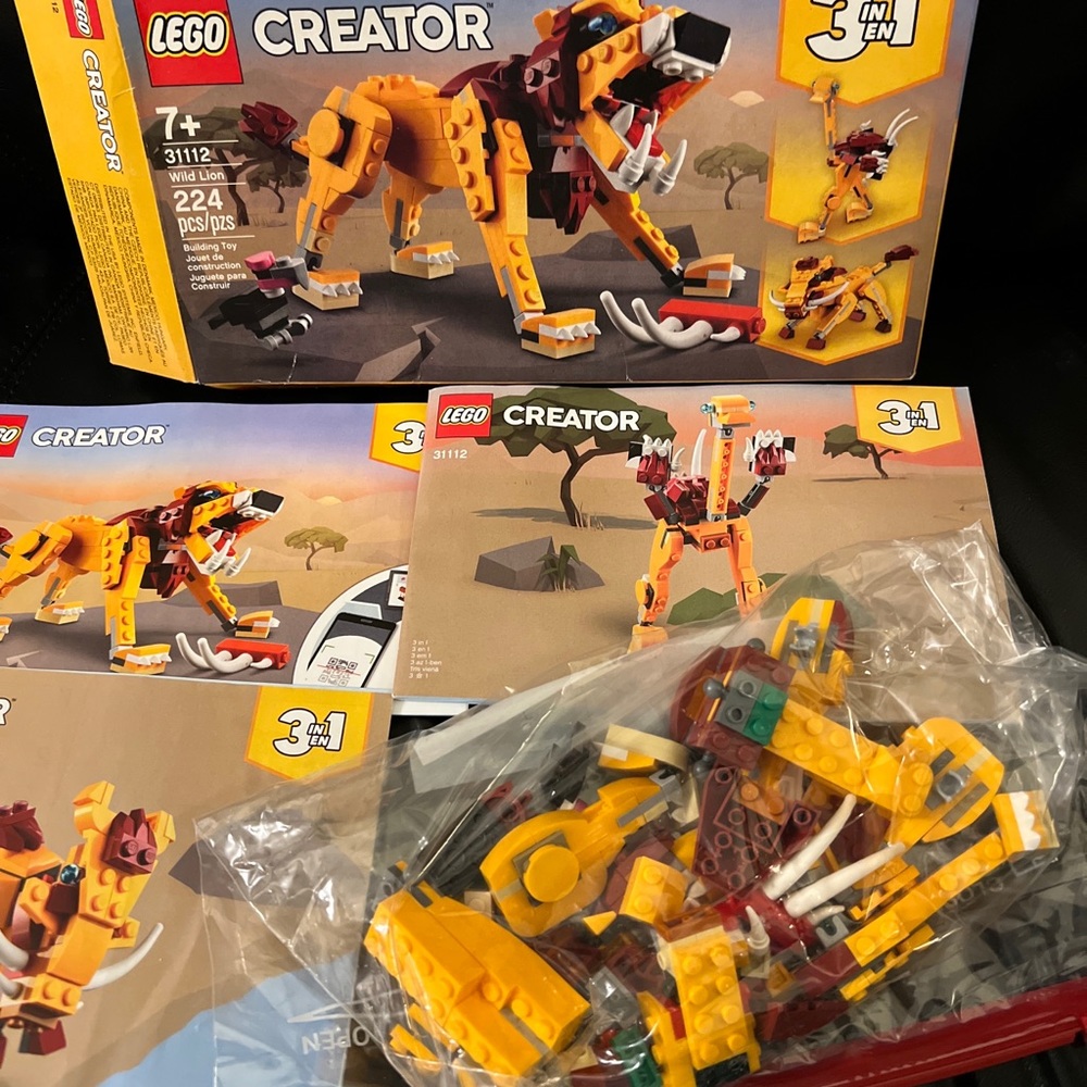 LEGO Creator 3in1 Wild Lion-Ostrich Bird- Boar Pig  31112 with box manuals READ